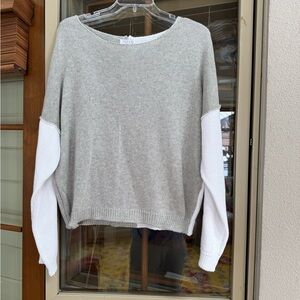 Gray and White Women's Crew Neck Sweater